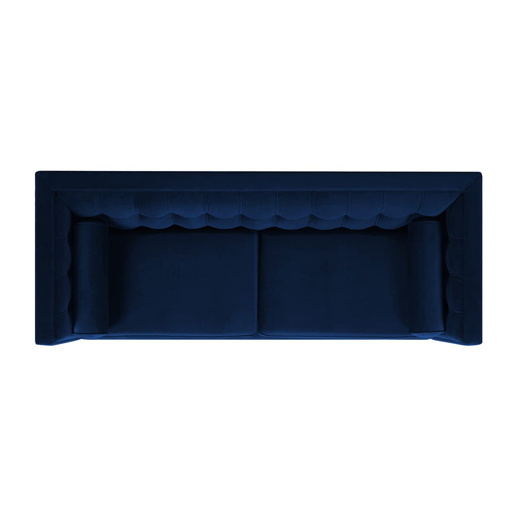 84" Navy Blue Velvet Tufted Sofa E41488