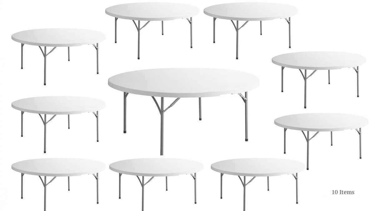 White 6-ft Plastic Folding Round Table F83828