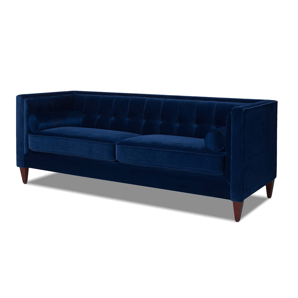 84" Navy Blue Velvet Tufted Sofa E41488