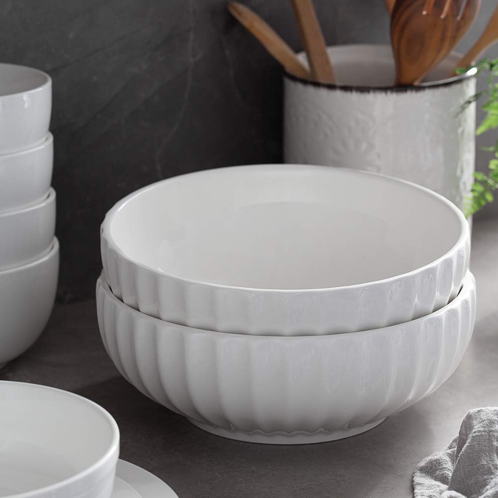 32 OZ Soup Bowls Set of 4 + 86 oz Ceramic Serving Dishes P2084