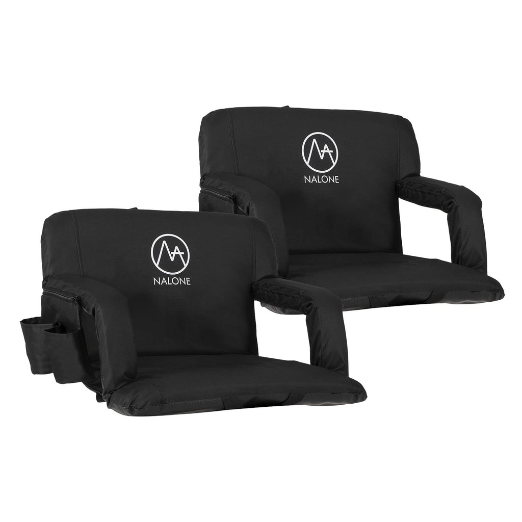 Folding Stadium Seat Set of 2, 25 inch Wide Black C79599