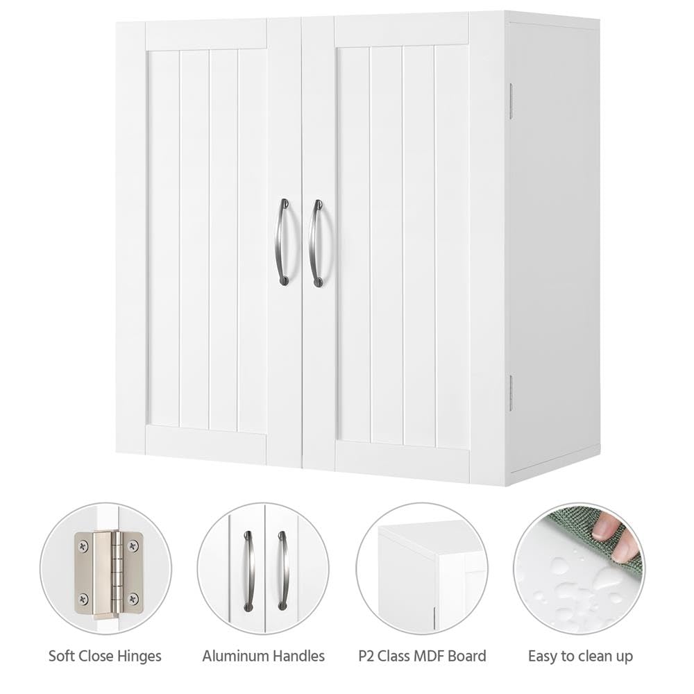 Wall Mounted White Bathroom Storage Cabinet with Doors L799