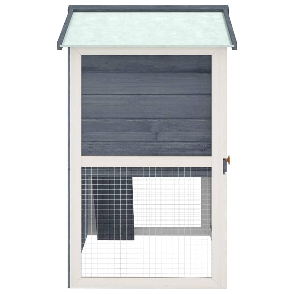 Large 2-Tier Gray Wood Rabbit Hutch with Ramp I613