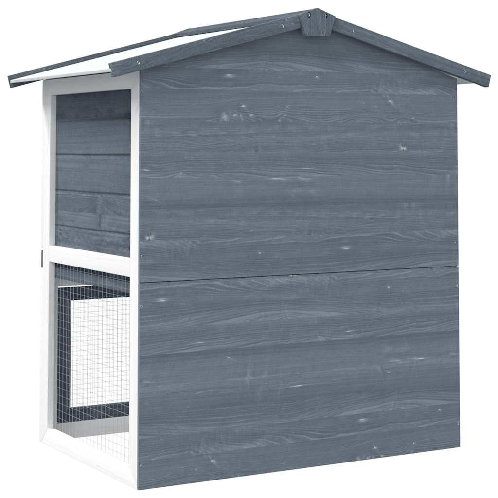 Large 2-Tier Gray Wood Rabbit Hutch with Ramp I613