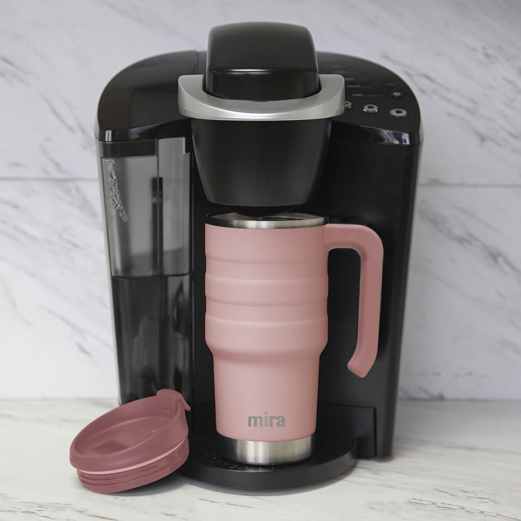 20 oz Insulated Stainless Steel Travel Mug with Flip Lid & Handle F178432