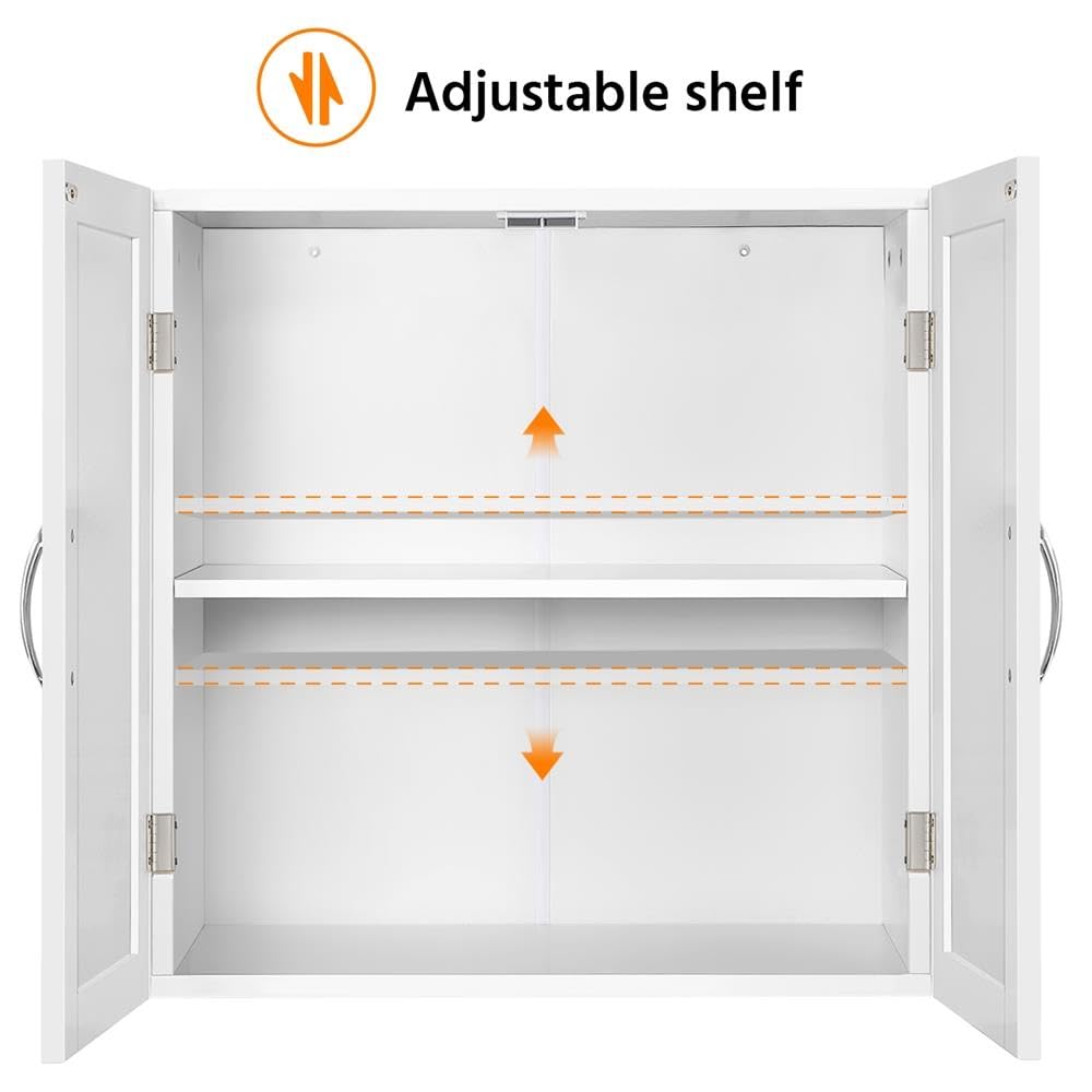 Wall Mounted White Bathroom Storage Cabinet with Doors L799
