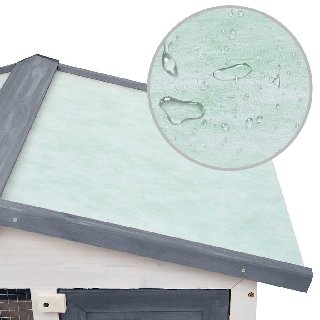 Large 2-Tier Gray Wood Rabbit Hutch with Ramp I613