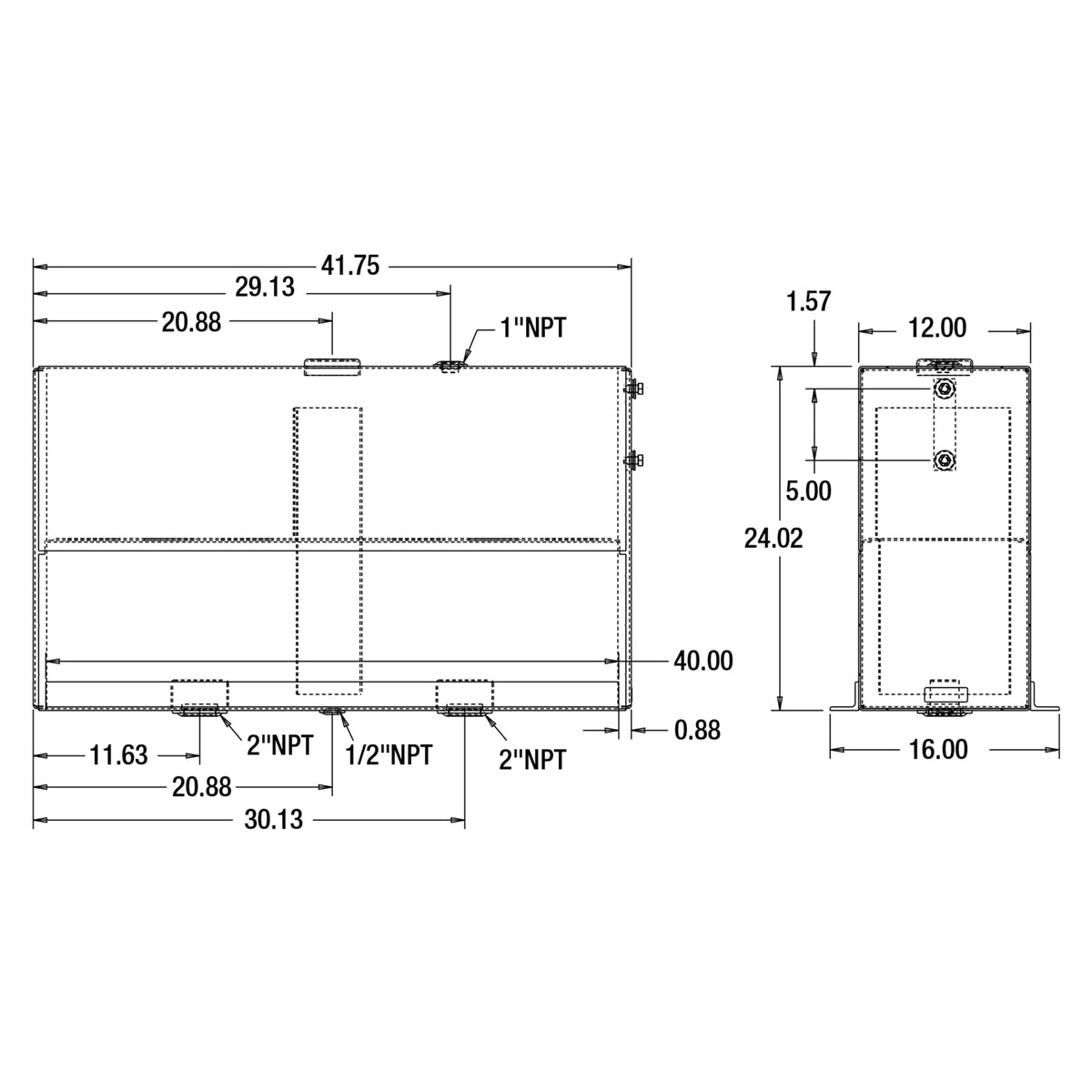 50 Gallon Upright Aluminum Hydraulic Reservoir Tank X839539