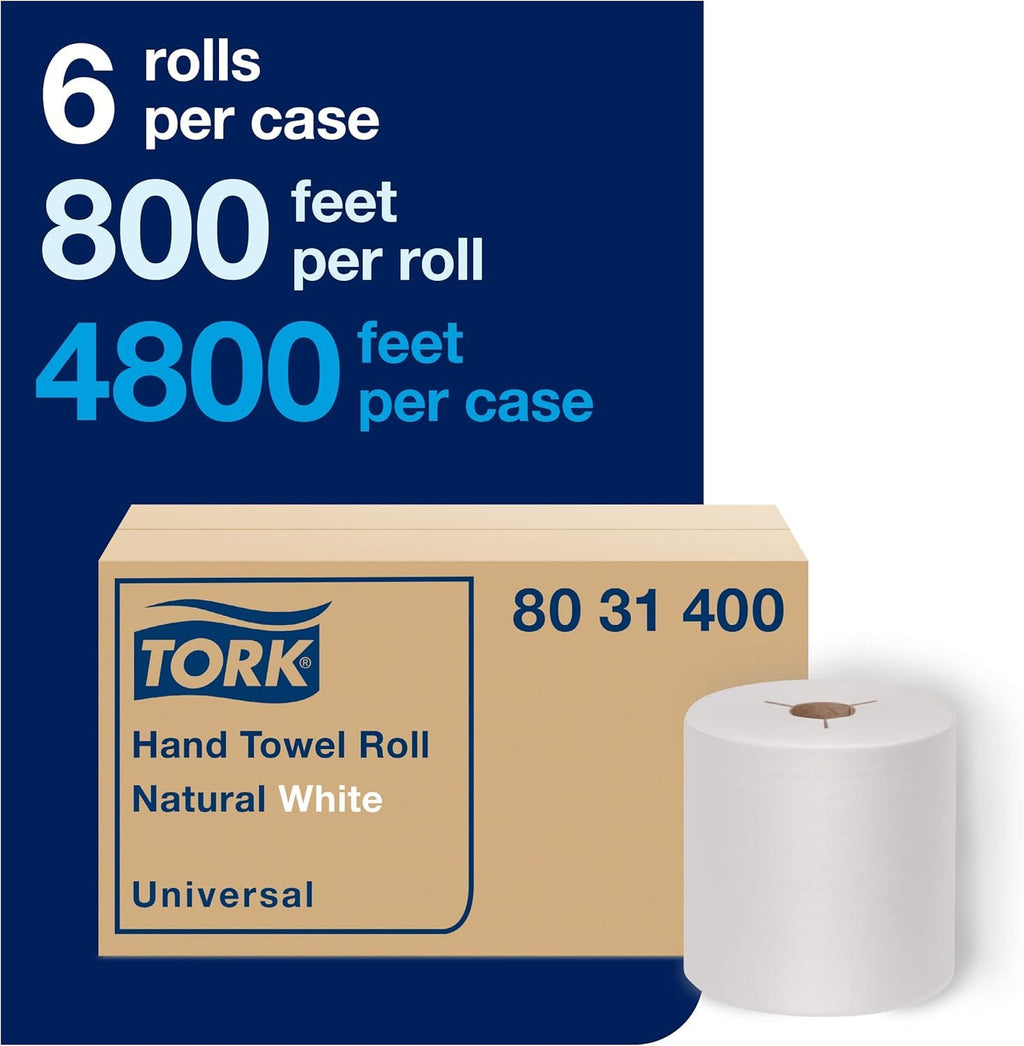 Natural White Recycled Fiber Hand Towel Roll 6 Rolls V6650