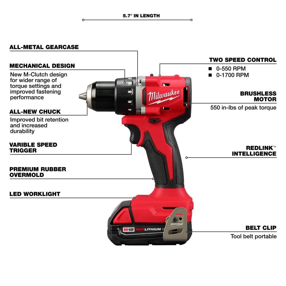 M18 Compact Brushless 1/2 Inch Drill/Driver Kit K77723