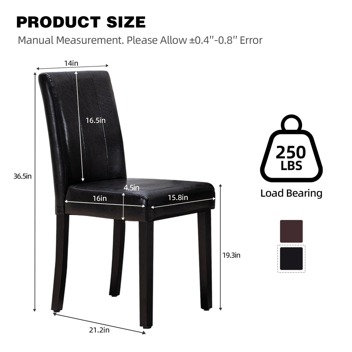 Black PU Leather Dining Chairs Set of 4 X9528