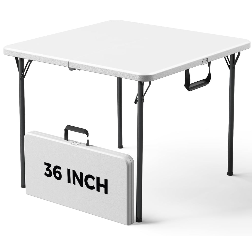 36" White Folding Table with Built-in Handle S730153