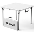 36" White Folding Table with Built-in Handle S730153