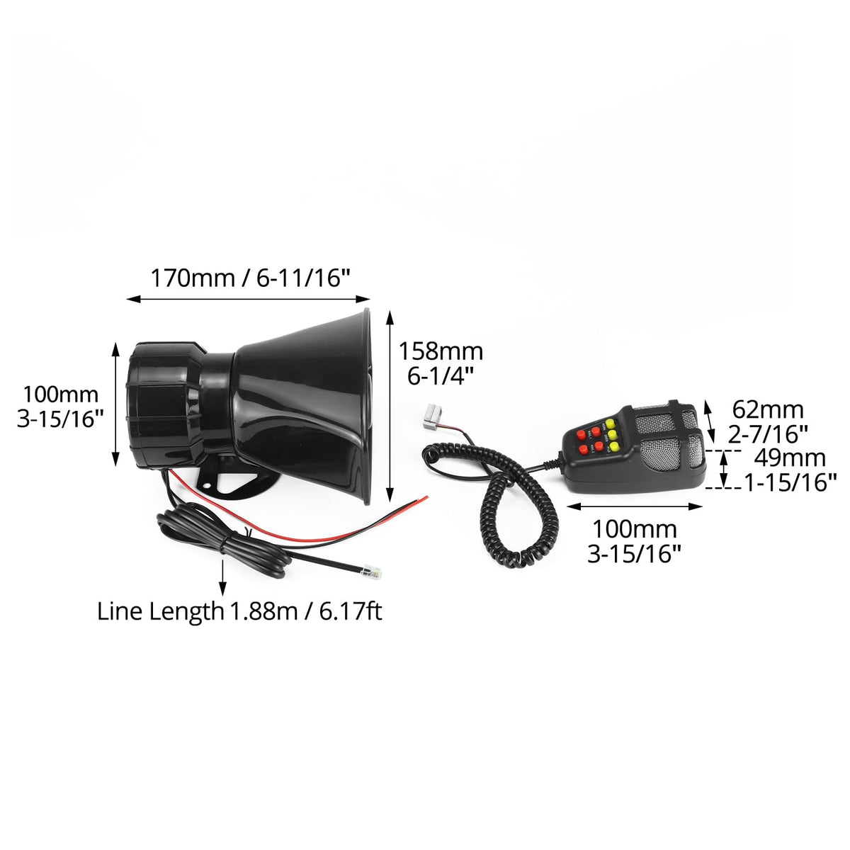 12V 100W 7-Sound Alarm Horn Siren Speaker T79401
