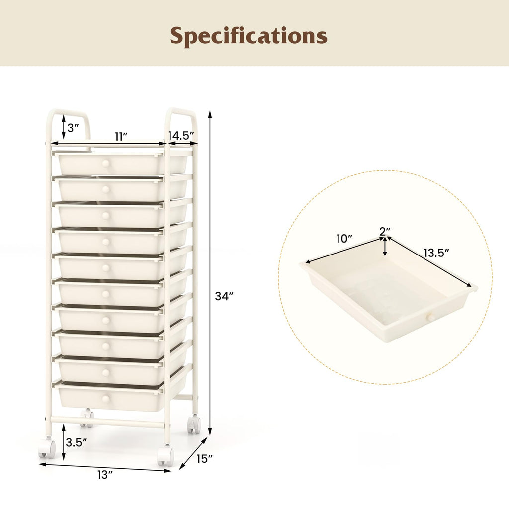 10 Drawer Storage Cart U190062
