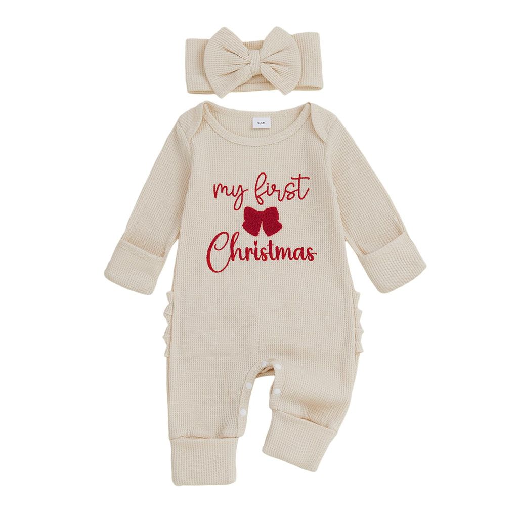 Baby Girl Long Sleeve Jumpsuit with Headband P53156