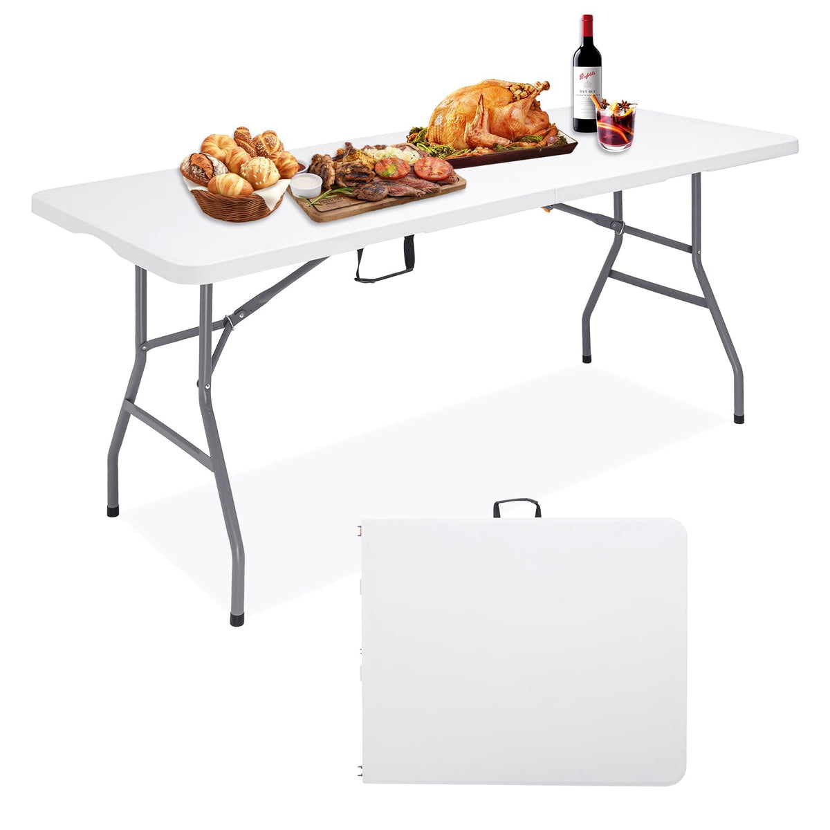 6Ft Heavy Duty Portable Plastic Folding Table I991