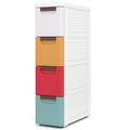 Multicolor 4 Drawer Narrow Plastic Dresser A187