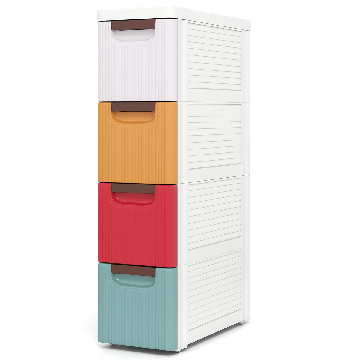 Multicolor 4 Drawer Narrow Plastic Dresser A187