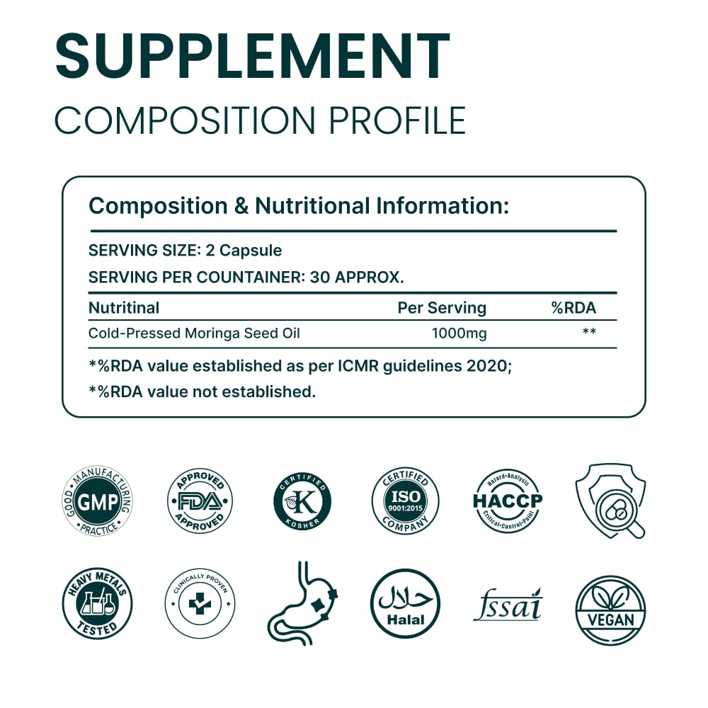 Moringa Seed Oil 1000mg 60 Capsules L124