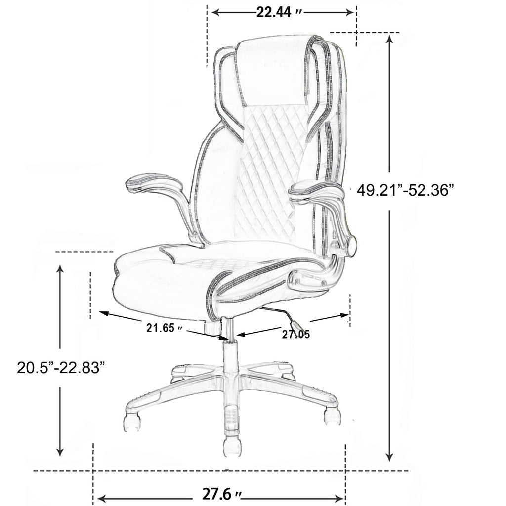 Brown Leather Executive Office Chair with Flip up Arms J283