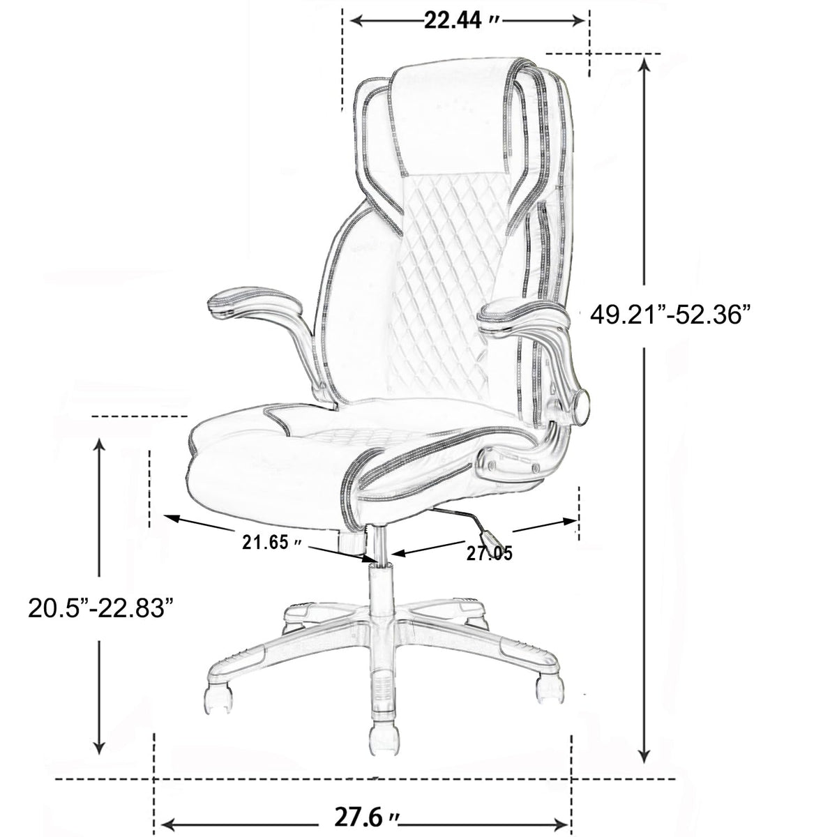 Brown Leather Executive Office Chair with Flip up Arms J283