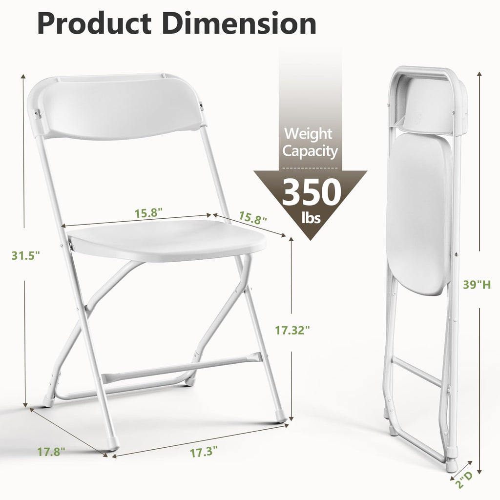 White 10 Pack Plastic Folding Chairs with Metal Frame J151933