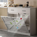 White Wooden Tilt Out Trash Cabinet Q7073