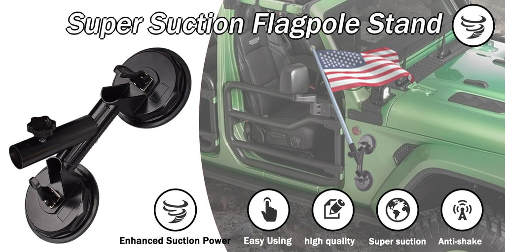 Suction Cup Vehicle Flagpole Bracket Aluminum Alloy M81431