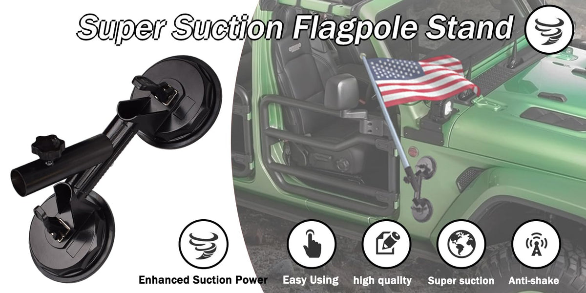 Suction Cup Vehicle Flagpole Bracket Aluminum Alloy M81431