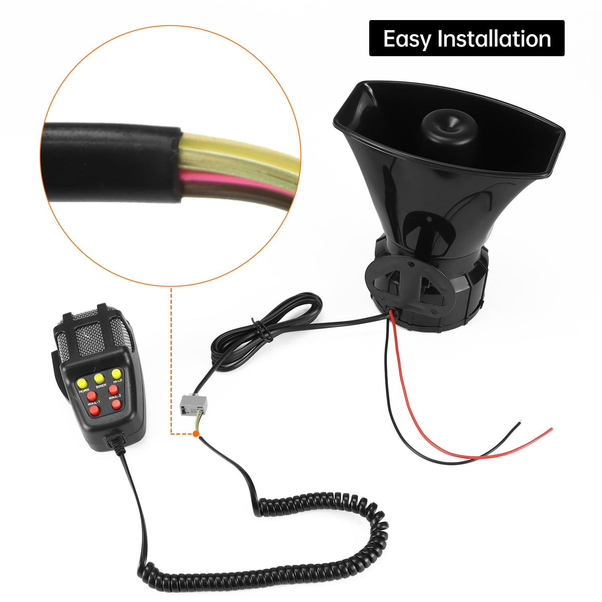 12V 100W 7-Sound Alarm Horn Siren Speaker T79401
