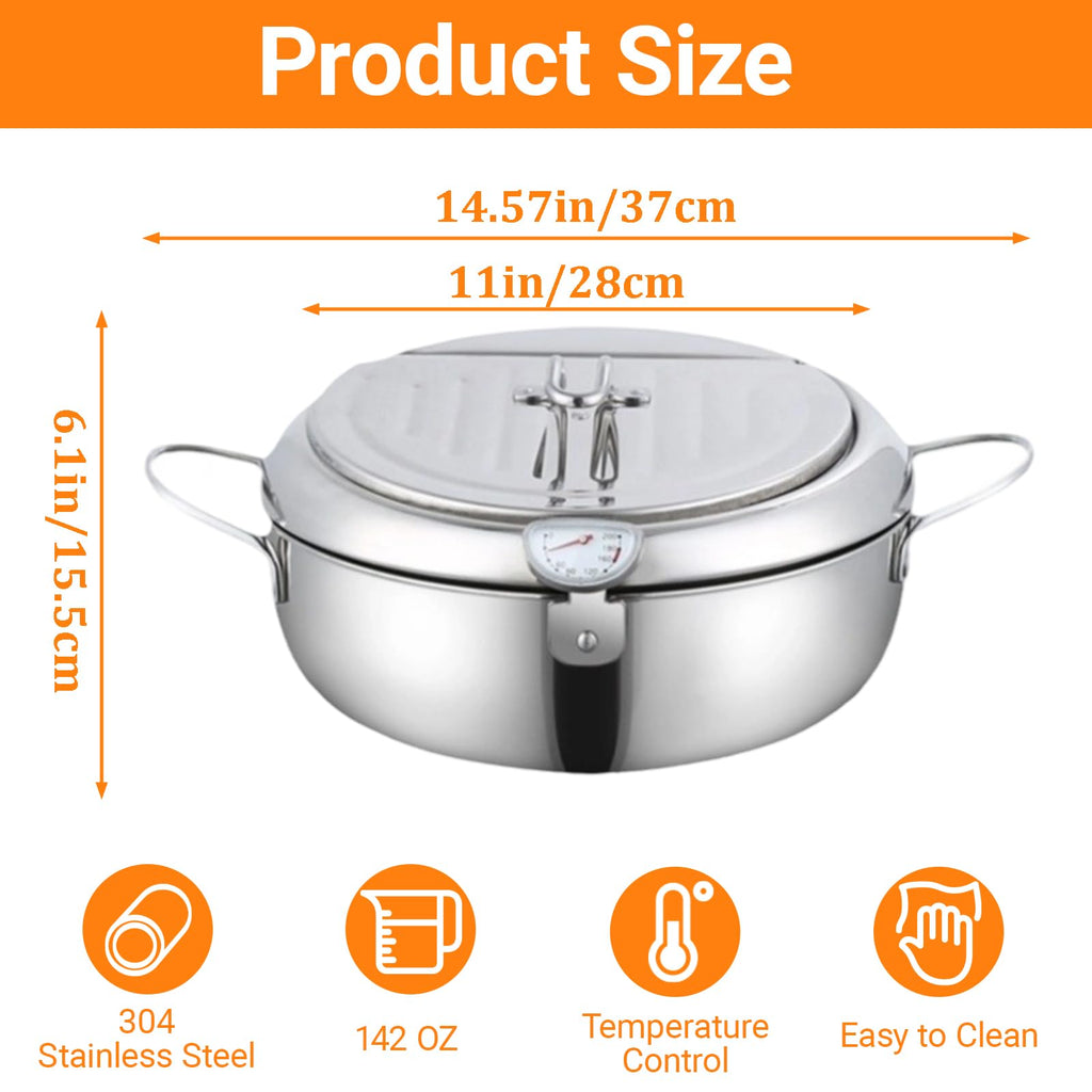 4.2L Stainless Steel Deep Fryer Pot with Thermometer V903008