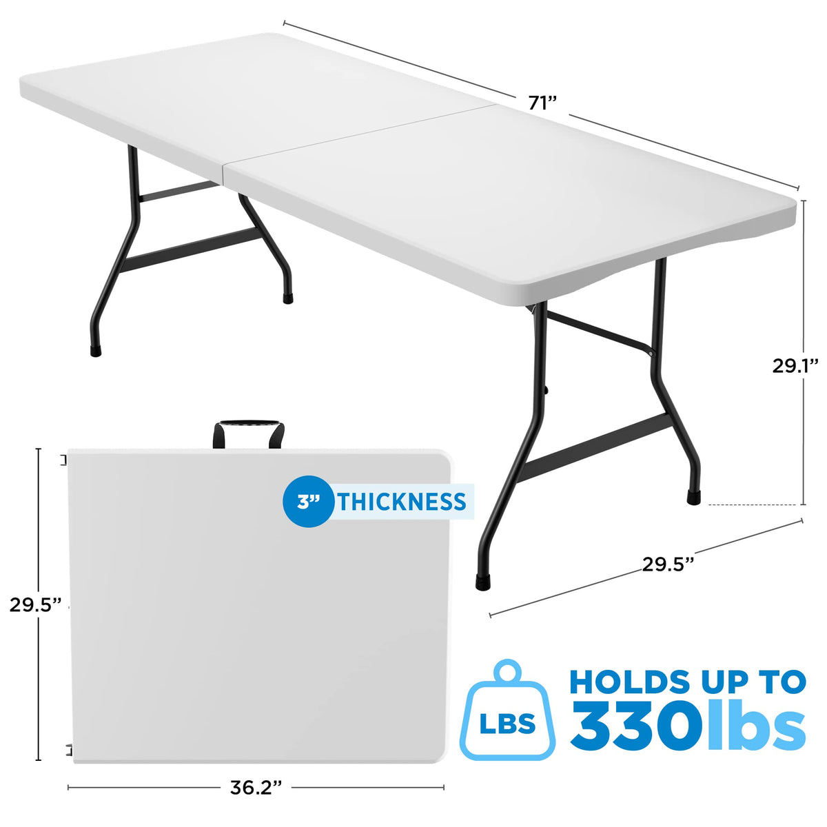 White Plastic Folding Table H7008