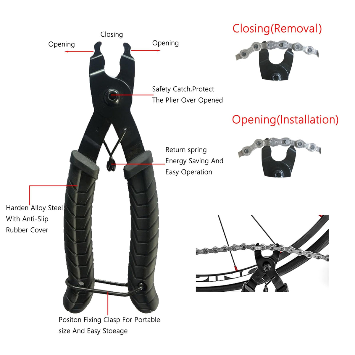 Bike Chain Breaker Tool Set Chain Checker 1-12 Speed E42642