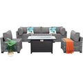 7 Pieces Wicker Patio Furniture Set with Fire Pit Table R959