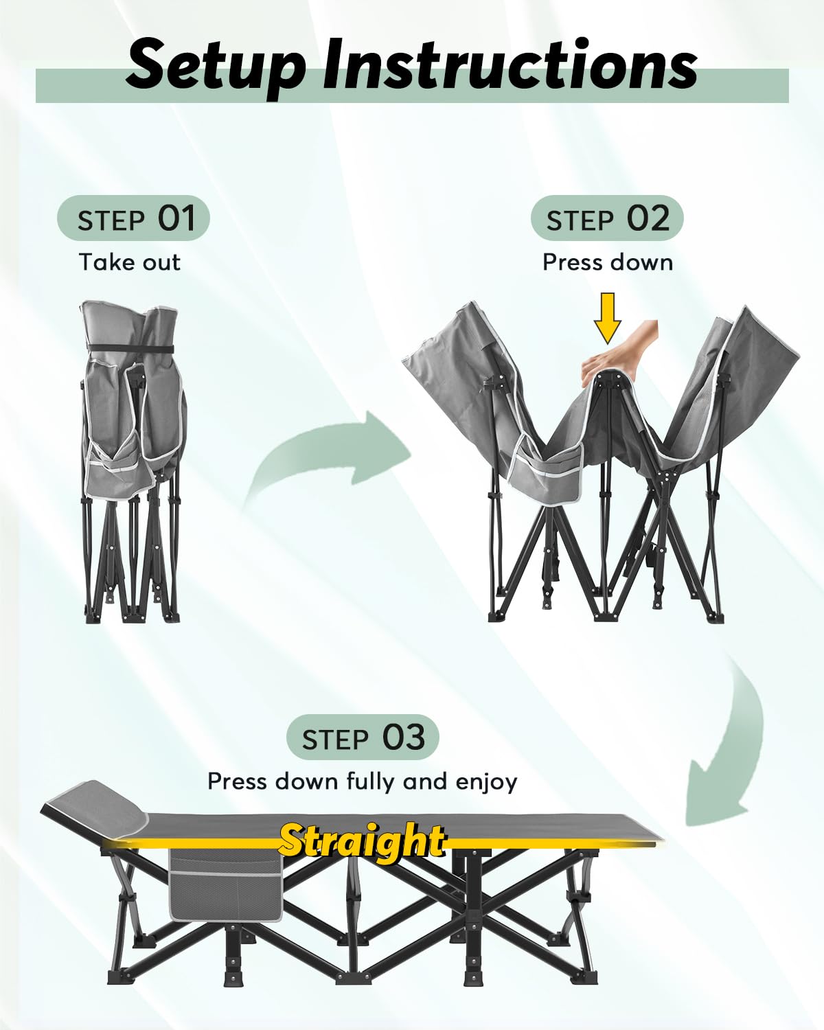Folding Camping Cot with Mattress and Carry Bag N7912