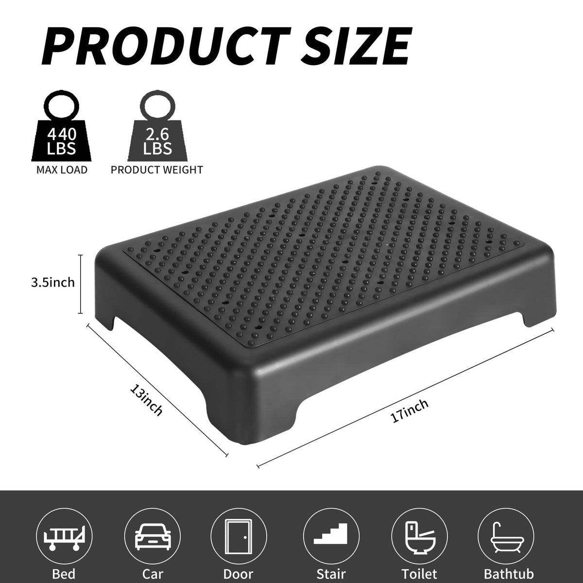 One Step Stool 3.5 Inch Non-Slip 440 Lbs Capacity X152