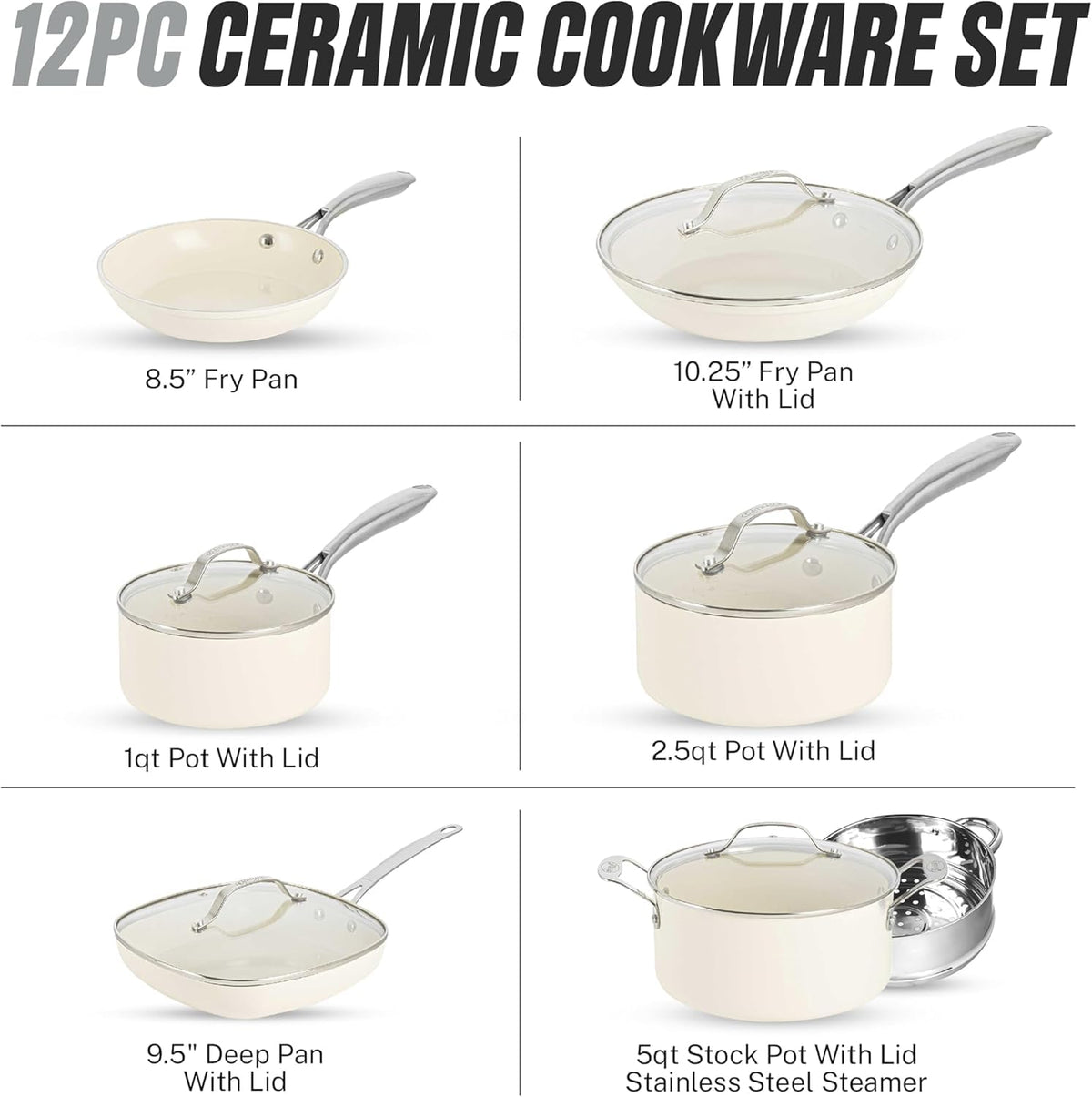 12 Pc Ceramic Cookware Set Z1497