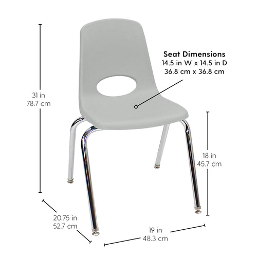 18" Light Gray School Stack Chair R417