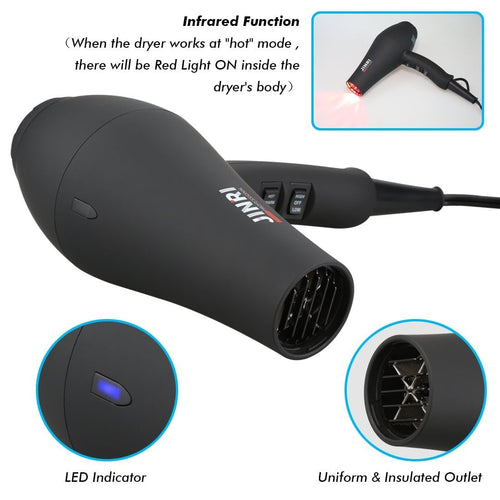 1875W Ionic Hair Dryer with Diffuser and Concentrator J112