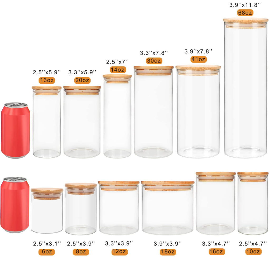 9 Pack 16 oz Glass Jars with Airtight Bamboo Lids X638