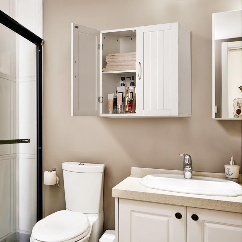 Wall Mounted White Bathroom Storage Cabinet with Doors L799
