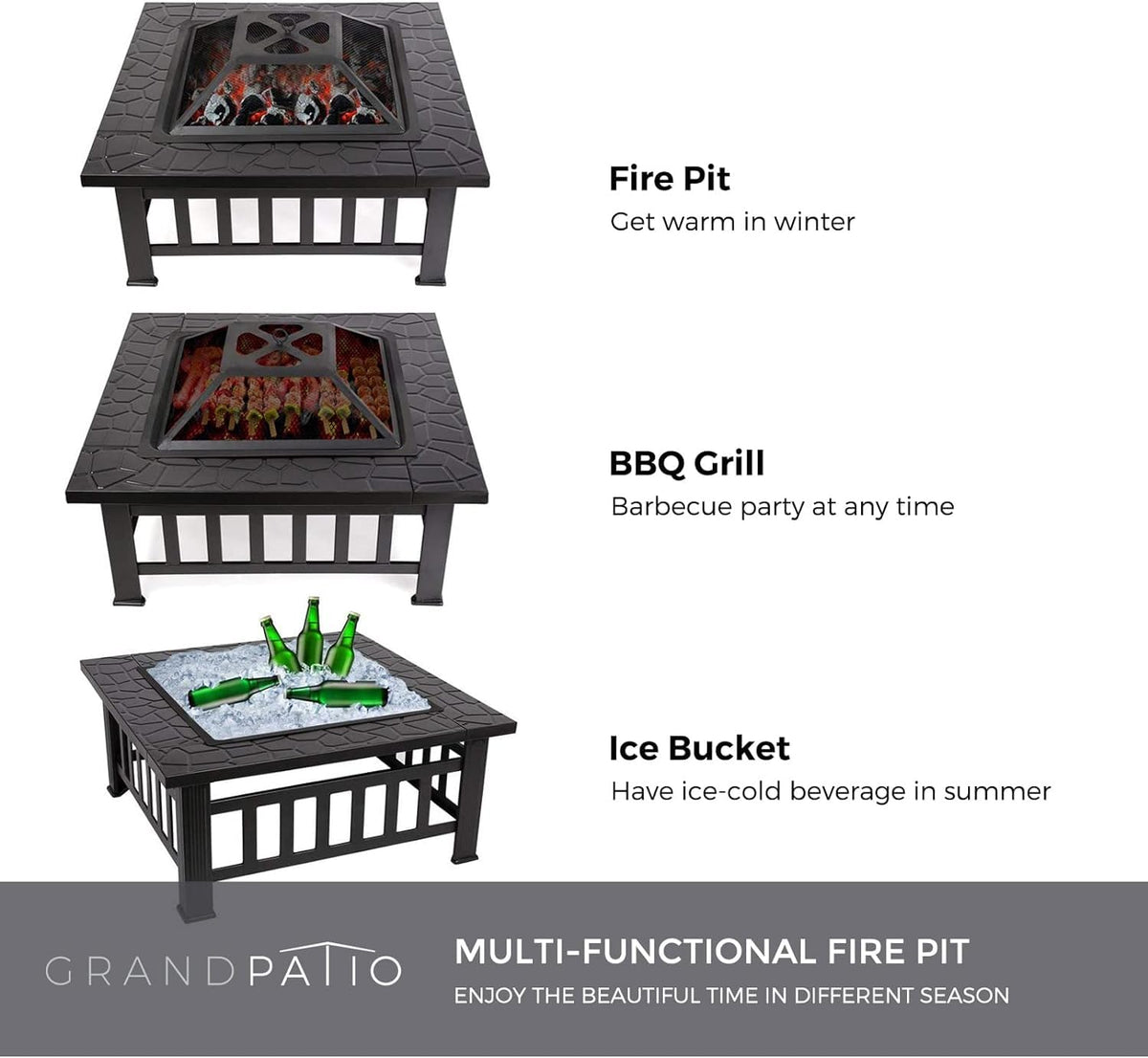 32'' Black Wood Burning Outdoor Fire Pit C888