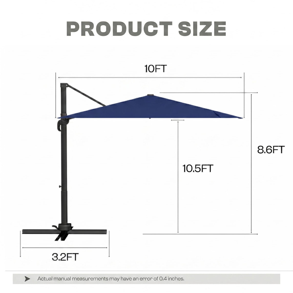 Large Square Cantilever Patio Umbrella with Aluminum Pole X886