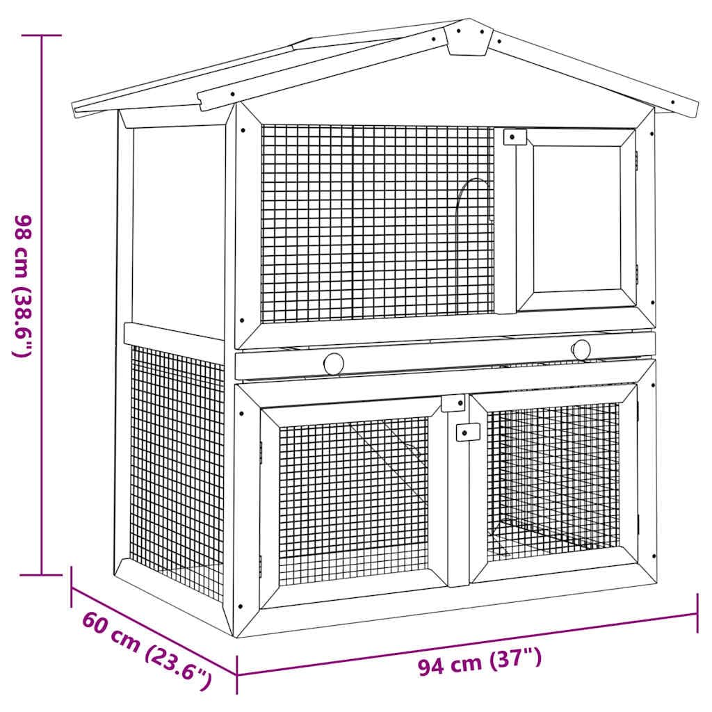 Large 2-Tier Gray Wood Rabbit Hutch with Ramp I613