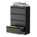 Black 4 Drawer Metal File Cabinet with Lock T868373