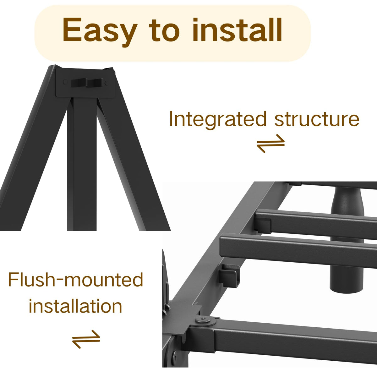 Twin XL Size 18" Black Metal Bed Frame with Storage Q314