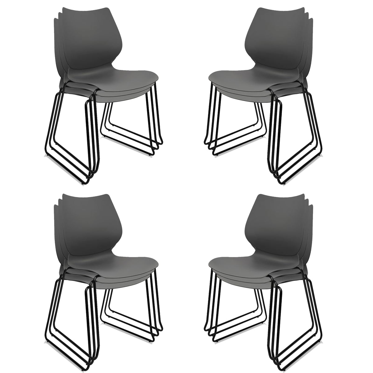 Grey Stacking Plastic Office Chairs Set of 12 C437394