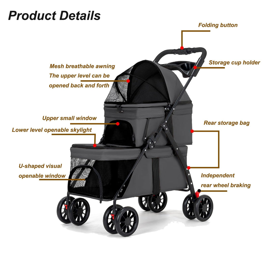 Double Dog Stroller for Medium Small Dogs and Cats N960
