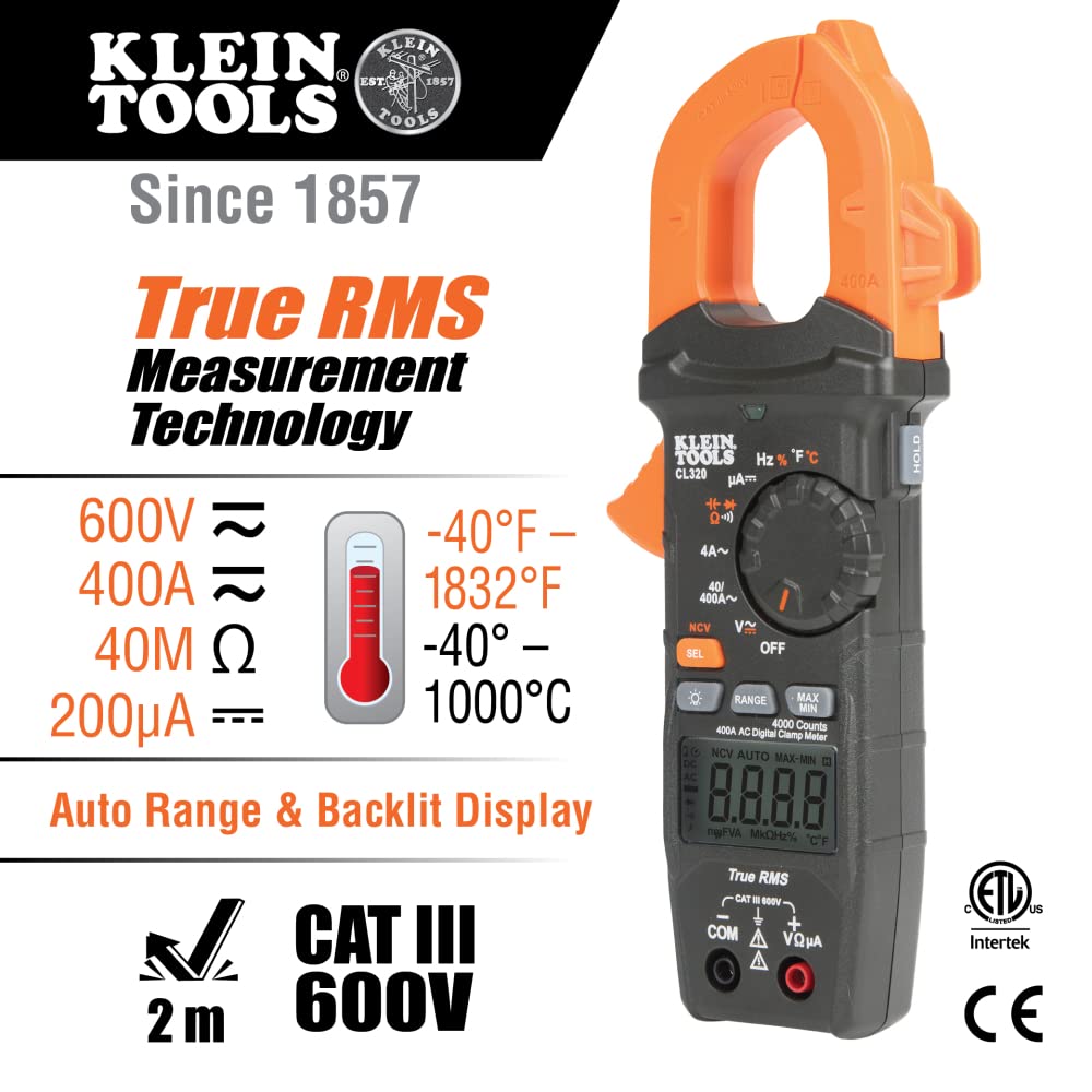 Digital Clamp Meter, Non-Contact Voltage Tester, and Infrared/Probe Thermometer K265